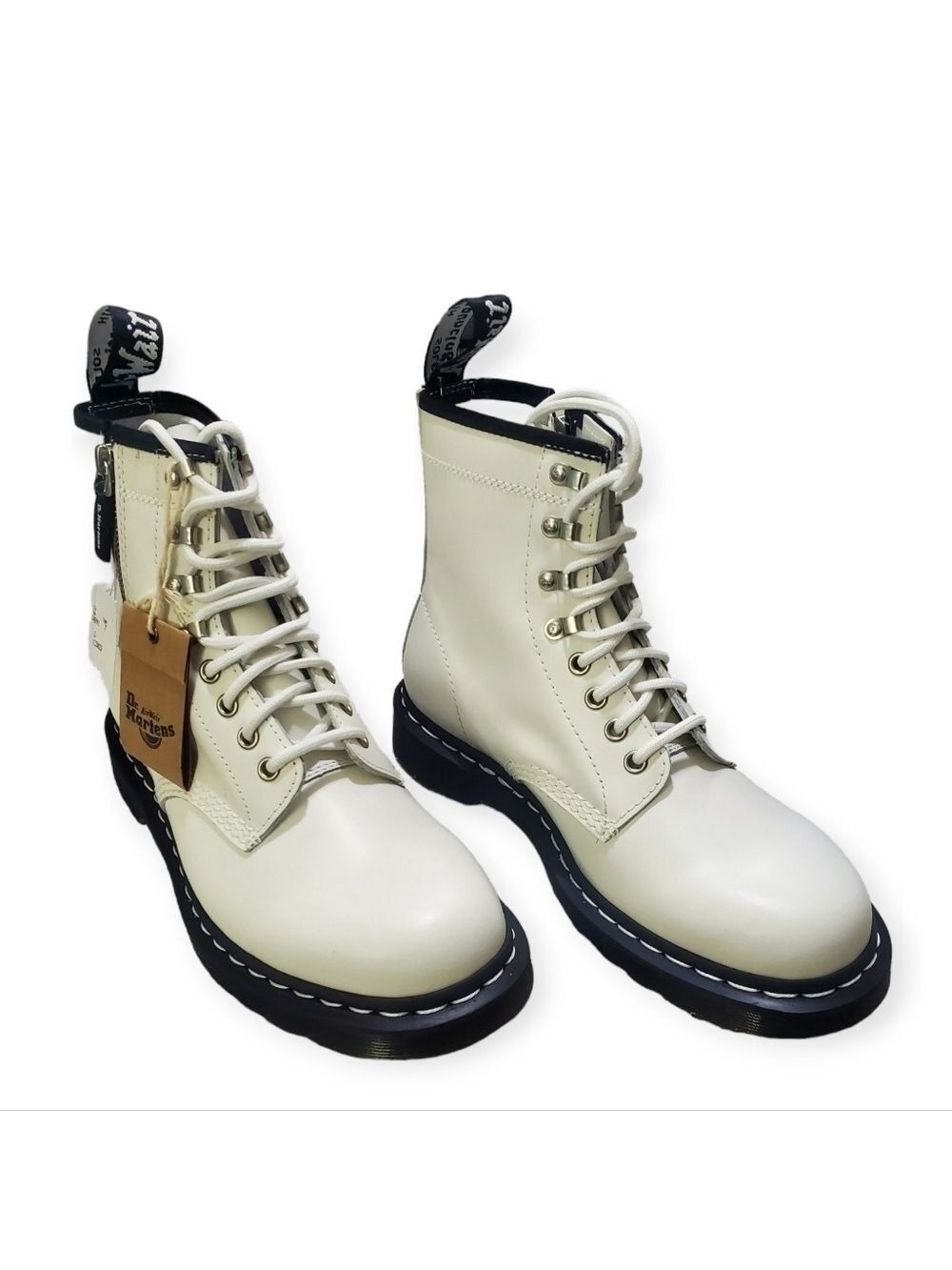 NWT Dr. Martens 1460 Z White Leather Side Zip Boots 9